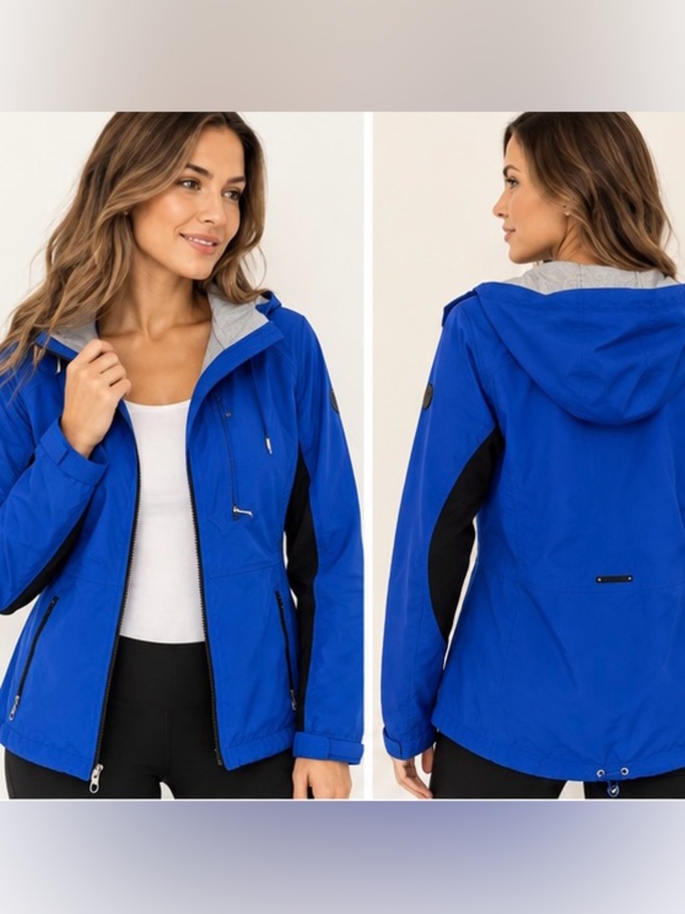 Calvin Klein Women’s Blue Water Resistant Hooded Jacket Windbreaker